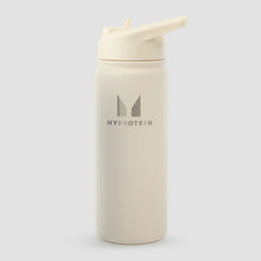 Myprotein Recycled Metal Flip Straw Bottle 500ml - Natural Cream