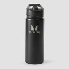 Myprotein Recycled Metal Flip Straw Bottle 500ml - Black